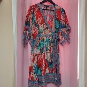 BCBG Silk Krystie Kimono Wrap Dress (Small)